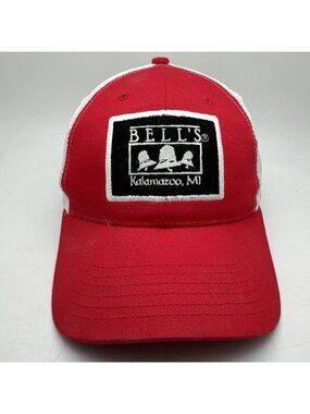 Bell's Brewery Kalamazoo MI Trucker Hat Cap Red White Adjustable Snapback Mesh